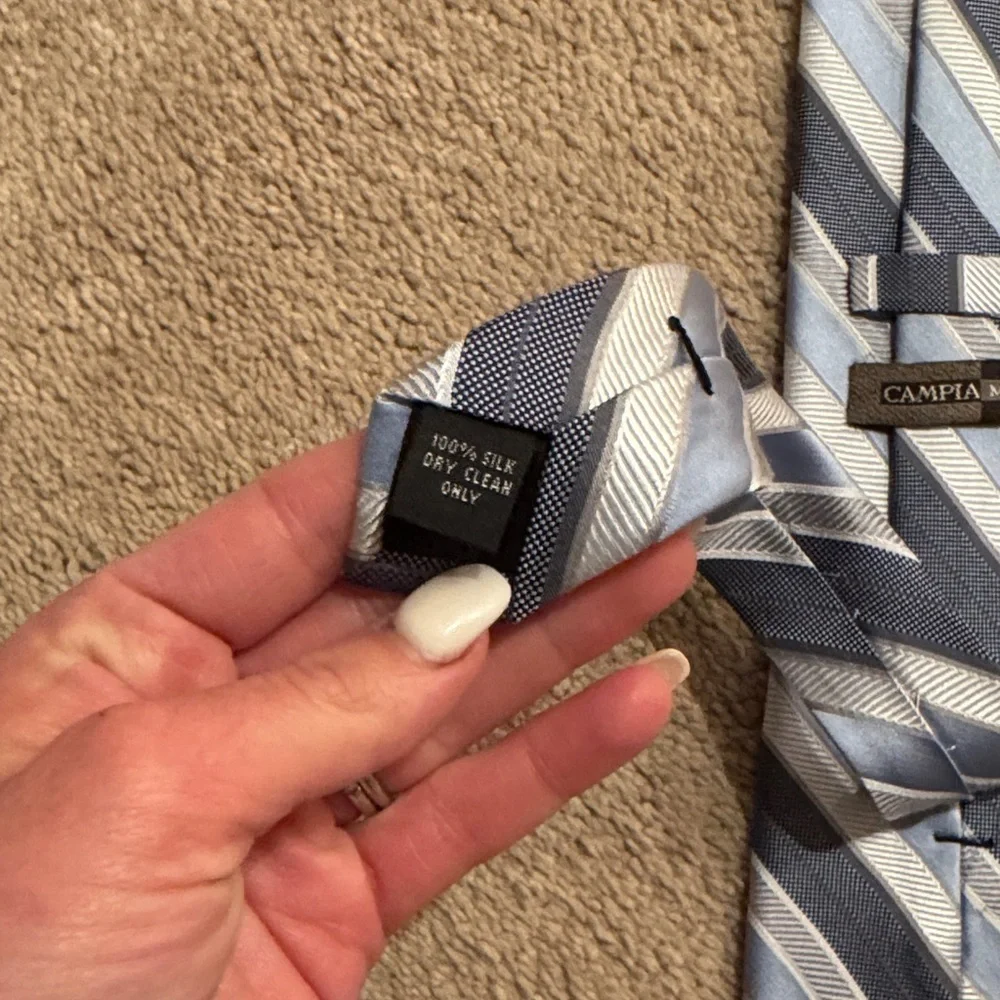 Elegant Striped Silk Tie - Light Blue and Dark Gray